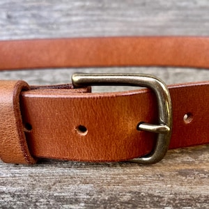 Light brown leather work belt Genuine leather Full grain leather belt Solid brass buckle Antiqued brass Men's leather belt Brown belt custom
