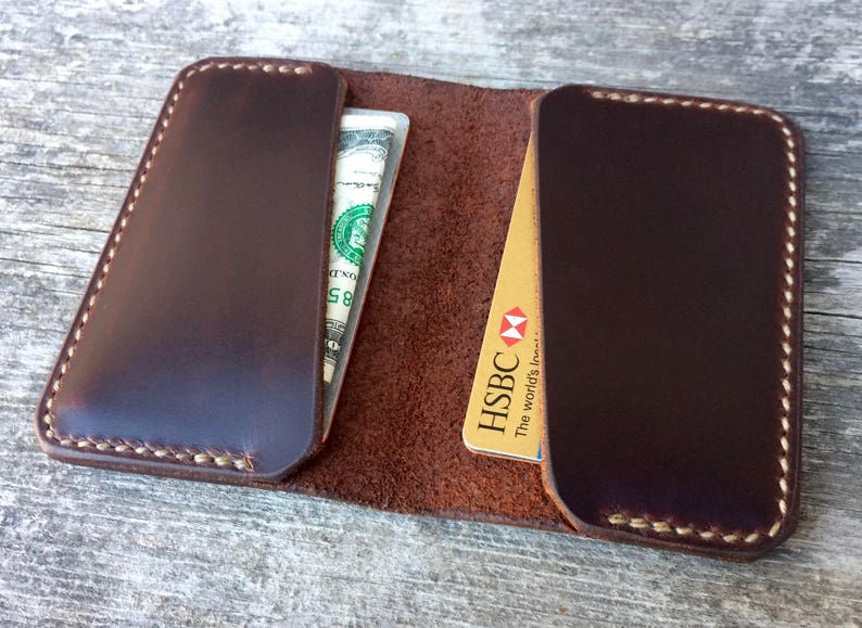 Front pocket wallet Card wallet Mens wallet Mens leather wallet Handsewn wallet Mens slim wallet Thin wallet Brown leather wallet Minimalist image 8