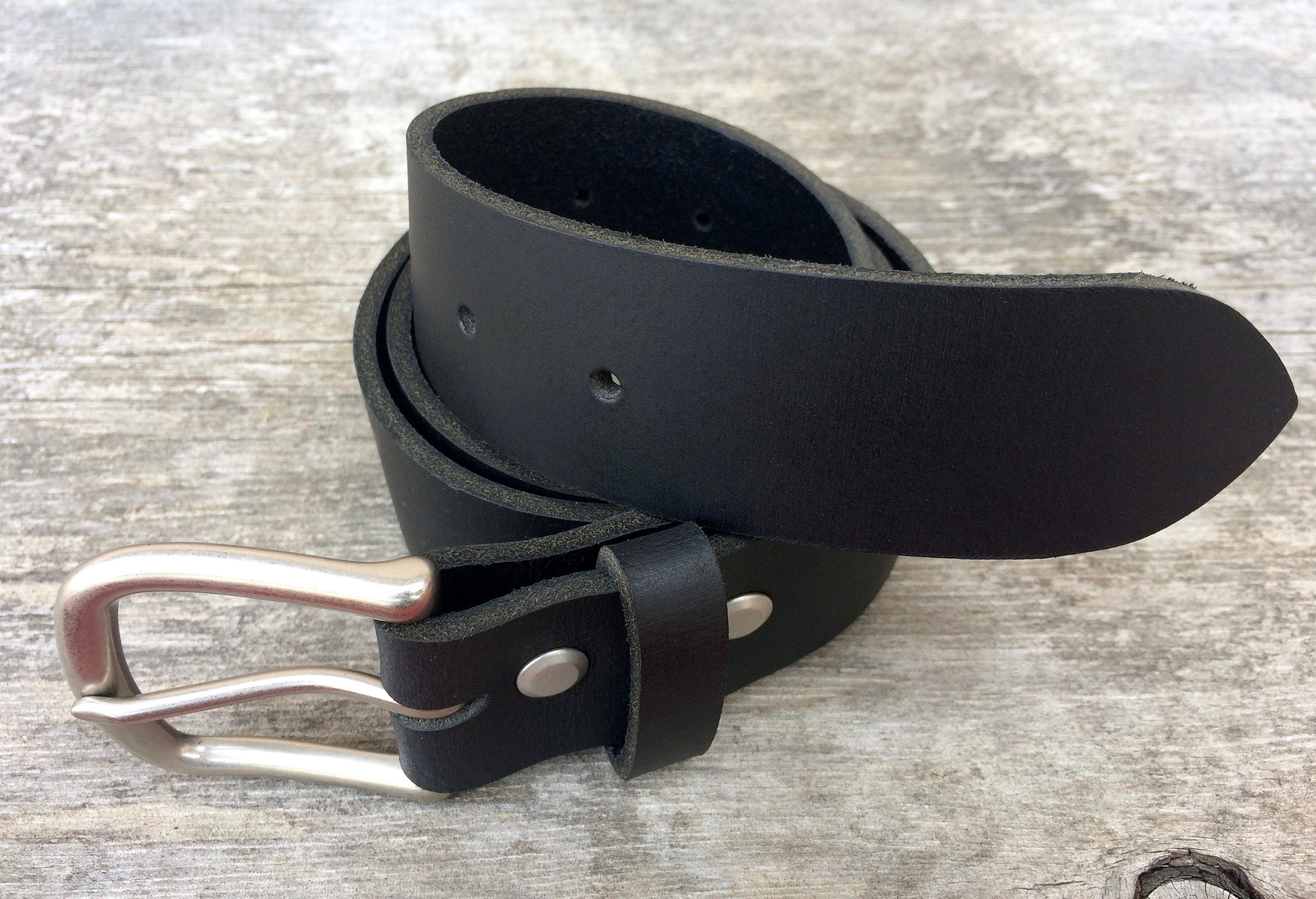 Black Leather Work Belt Genuine Leather Full Grain Leather Etsy