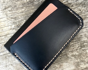 Minimalist wallet Front pocket wallet Card wallet Mens wallet Men's leather wallet Handsewn wallet Mens slim wallet Thin wallet black