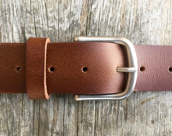 Light brown leather work belt Genuine leather Full grain leather belt Silver buckle Nickel belt buckle Men's leather belt Tan leather belt