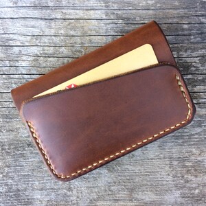 Cartera minimalista Cartera de bolsillo frontal Cartera para tarjetas Cartera para hombre Cartera de cuero para hombre Cartera cosida a mano Cartera delgada para hombre Cartera fina Marrón claro