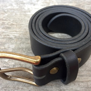 Leather belt Black leather Black belt Solid brass belt buckle Men&#39;s belt Women&#39;s belt Full grain Handmade belt personalized The Willamette