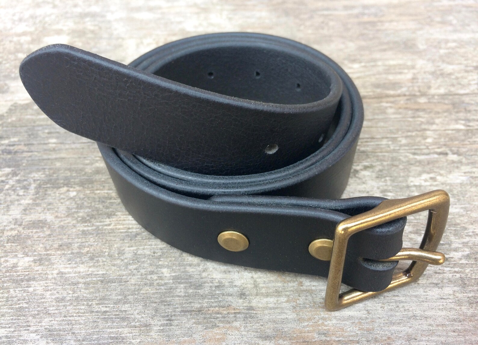 Black Leather Belt Solid Brass Buckle Mens Belt Womens Belt Etsy