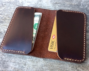 Leather Wallet Two pocket wallet Brown leather wallet Mens Wallet Full Grain Leather Slim wallet Thin leather wallet Card wallet monogrammed