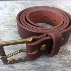 Brown leather belt Solid brass buckle Brown belt Mens belt Womens belt Full grain Wide belt Skinny belt Dress belt Casual belt Monogrammed