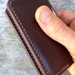 Front pocket wallet Card wallet Mens wallet Mens leather wallet Handsewn wallet Mens slim wallet Thin wallet Brown leather wallet Minimalist image 7