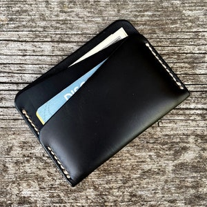 Cartera de cuero negra Cartera pequeña Cartera de bolsillo frontal Cartera fina de cuero Cartera fina para hombre Cartera fina para tarjetas Cartera fina Cartera pequeña personalizada
