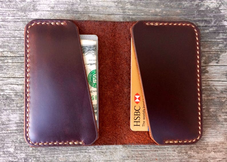 Front pocket wallet Card wallet Mens wallet Mens leather wallet Handsewn wallet Mens slim wallet Thin wallet Brown leather wallet Minimalist image 3