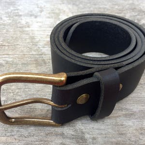 Black Leather Work Belt Genuine Leather Full Grain Leather Belt Solid ...