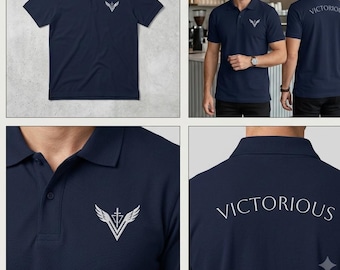 Victorious Christian Apparel - Minimal Geometric Falcon Chest Logo Polo | Pique Polo
