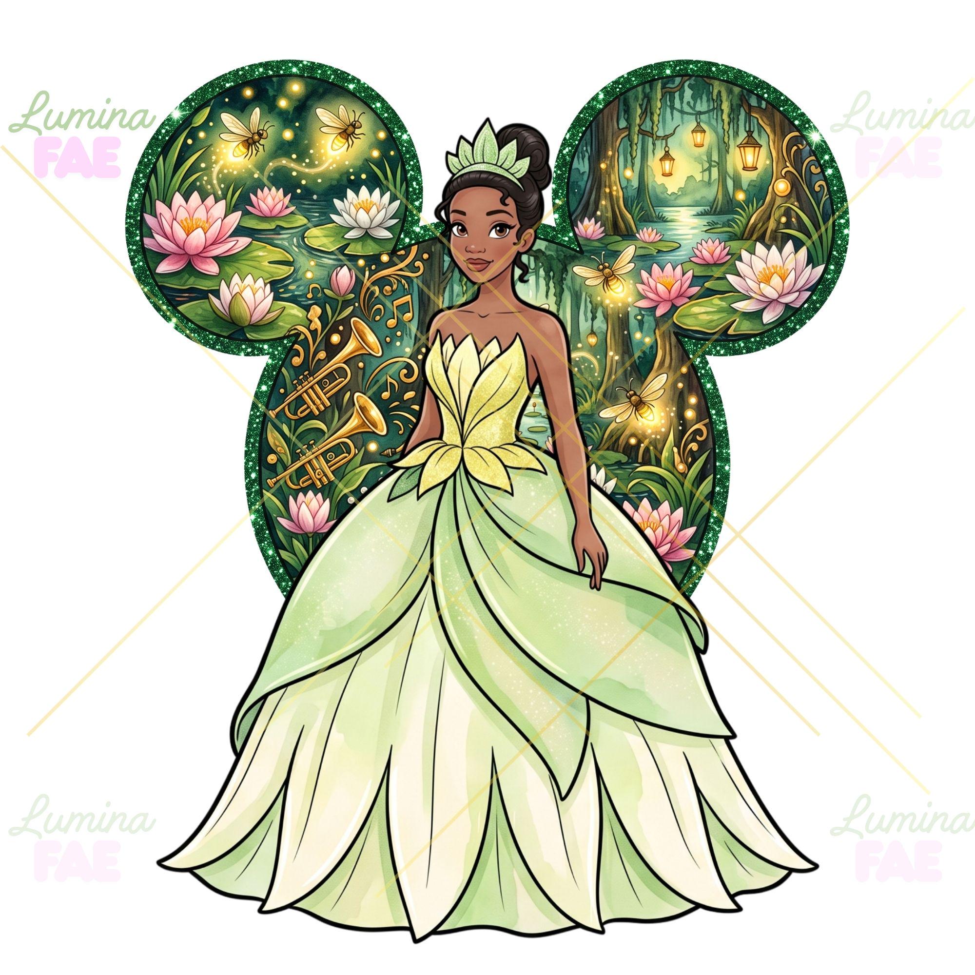 tiana in green dress Princess collection:longsleevedresses