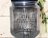 Small bathroom storage jar with lid, Farmhouse storage jar, Rae Dunn inspired storage jar, bathroom storage, accessory storage, storage jar
