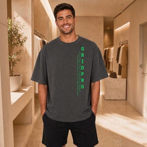 Gridpro Vertical Typography Tee, Cyber Security Graphic Shirt, Comfort Colors 1717, Tech Minimalist Streetwear