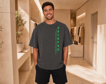 Gridpro Vertical Typography Tee, Cyber Security Graphic Shirt, Comfort Colors 1717, Tech Minimalist Streetwear