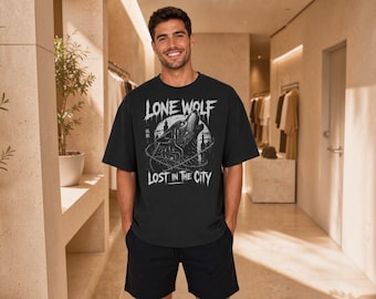 Lone Wolf Cyberpunk Graphic Tee, Comfort Colors 1717, Streetwear Animal Techwear Shirt