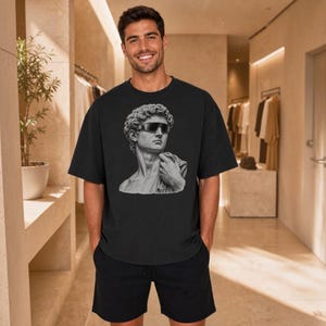 Modern David Statue Graphic Tee, Vaporwave Streetwear, Comfort Colors 1717, Grunge Sculpture