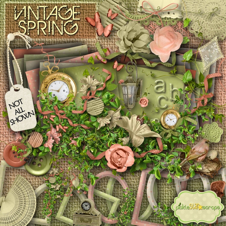 Vintage Spring Digital Scrapbook Kit Shabby Chic Scrapbook Etsy