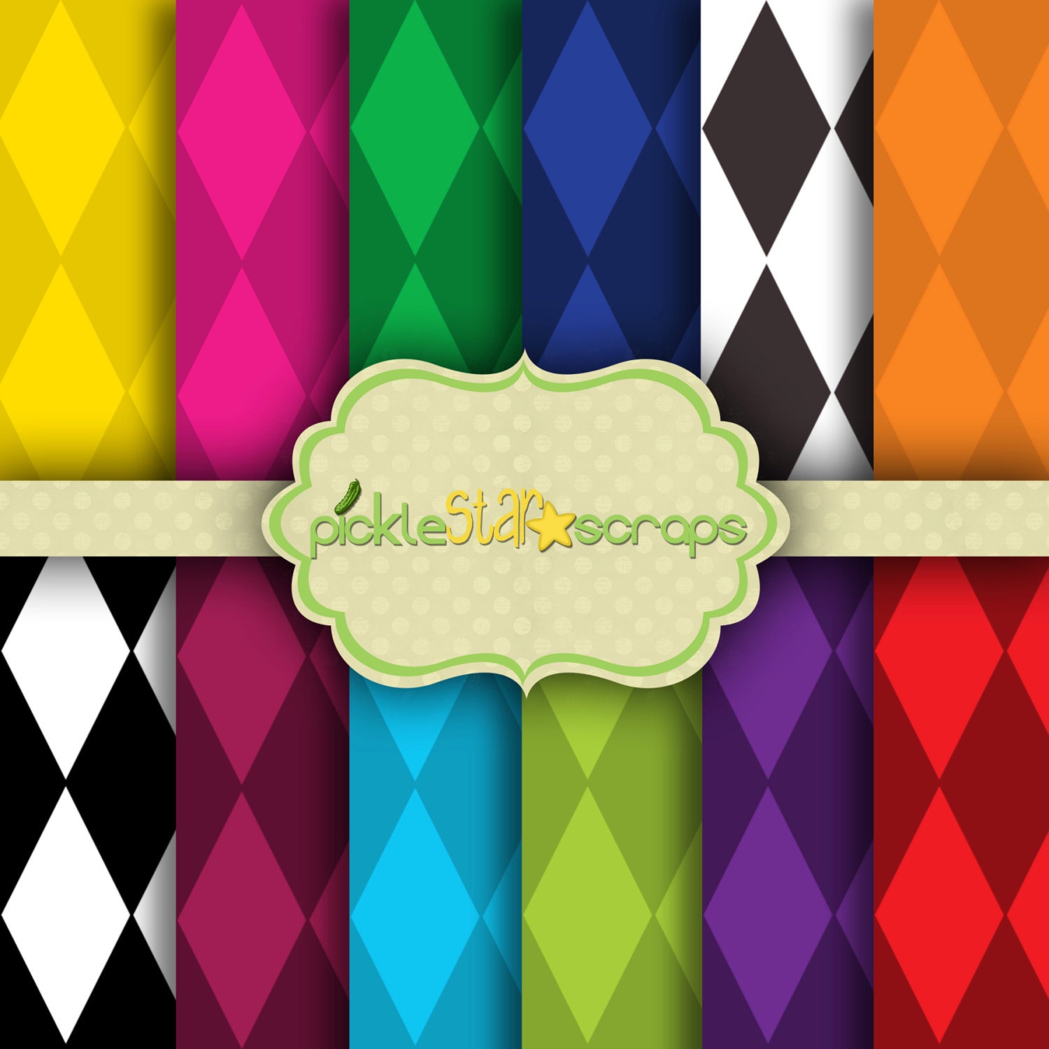 Harlequin Bold 12x12 Harlequin Paper Bold Printable Harlequin | Etsy