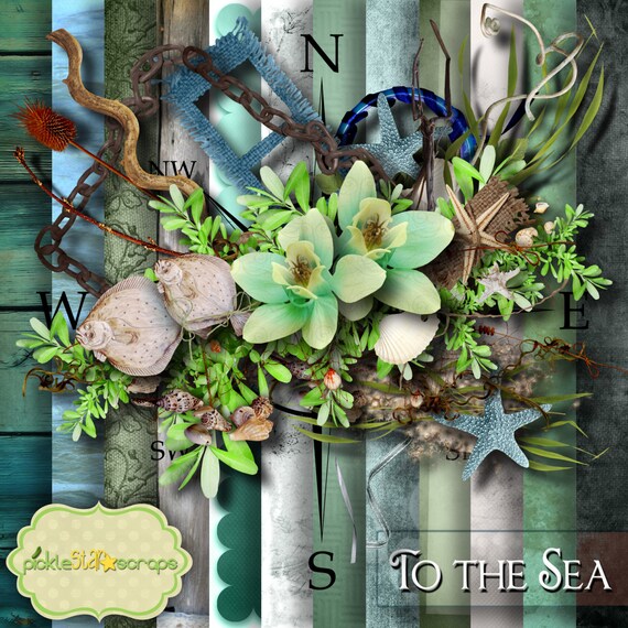 Ocean Scrapbooking Kit Water printable Ocean Papers Water To | Etsy