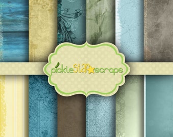 River Deep - 12 Digital Scrapbook Papers - 12x12inch - Printable Backgrounds -  INSTANT DOWNLOAD