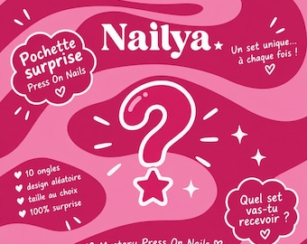 Pochette Surprise Press On Nails | Ongles Faux Mystère | Set de 10 Ongles | Taille XS S M L | Nail Art Aléatoire