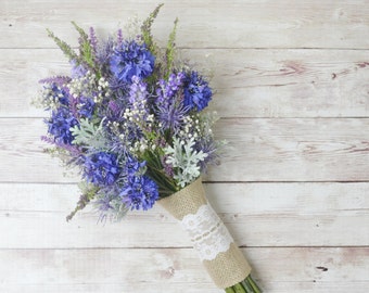 Artificial Wildflowers Cornflower Purple 3 Stems £11.99 Top Quality