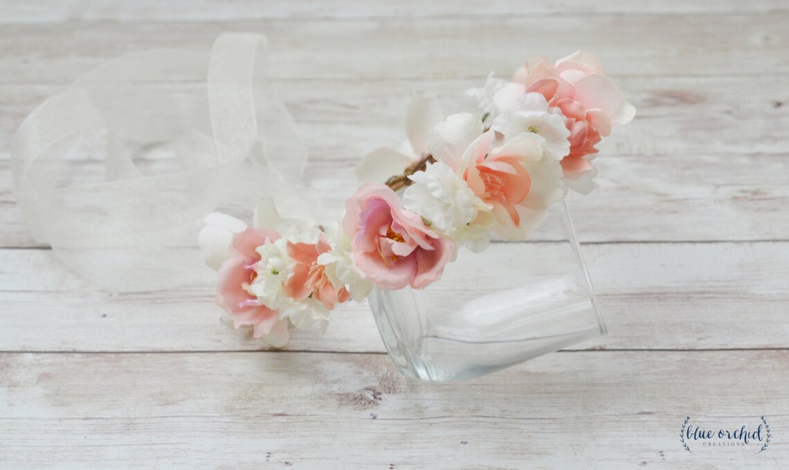 Flower Girl Crown Silk Flower Crown Wedding Hair Accessory Etsy