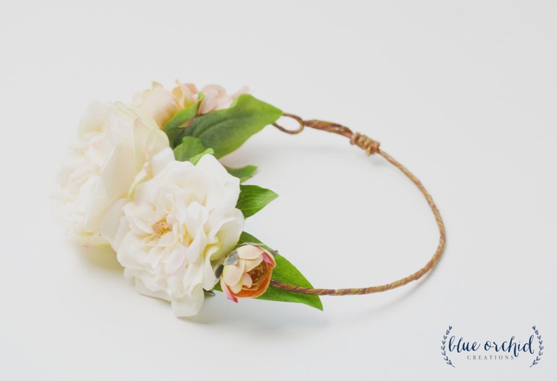 Flower Girl Crown Silk Flower Crown Flower Crown Peach Etsy