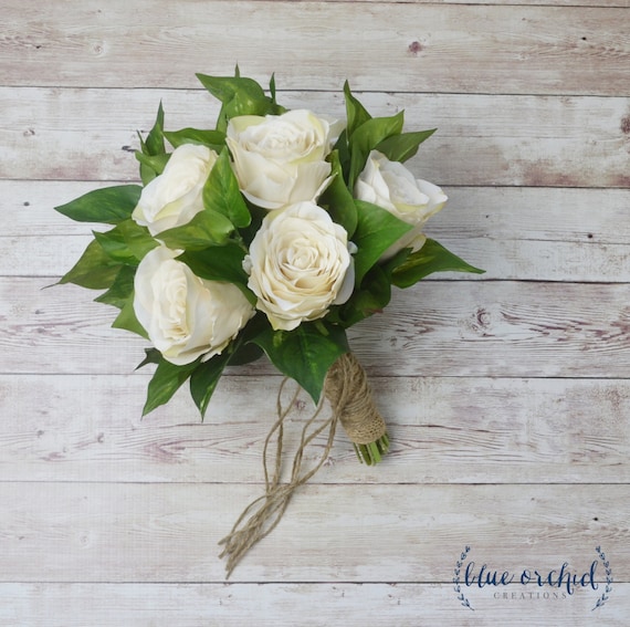 Silk Rose Bouquet Ivory Rose Bouquet Wedding Bouquet Fall Etsy