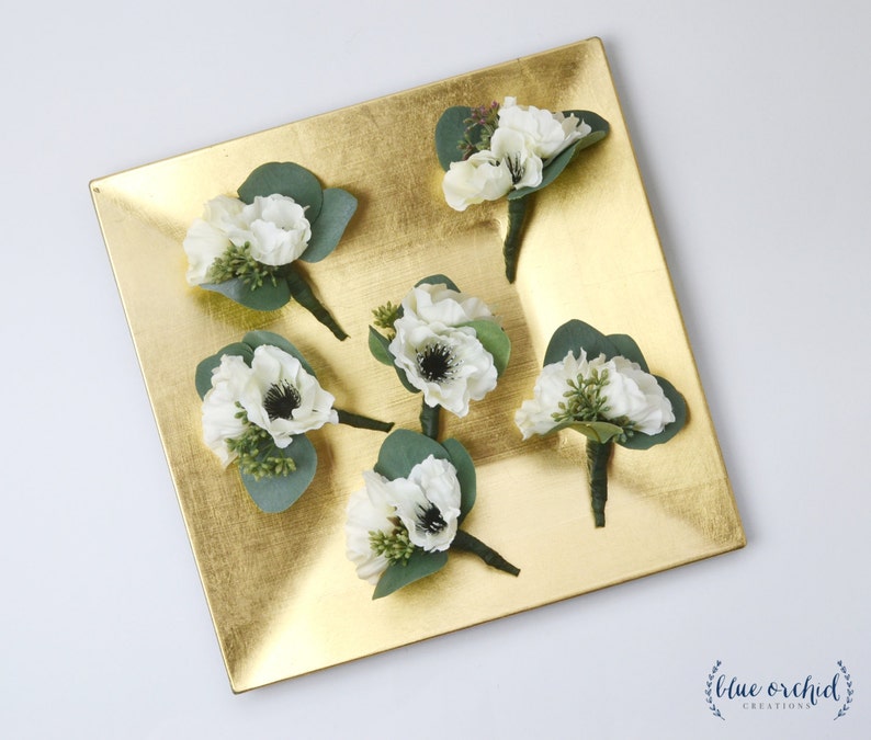 Silk Flowers Anemone Boutonniere Boutonniere Set Anemones Groom Boutonniere Wedding Flower Set Silk Boutonnieres Set of Boutonnieres