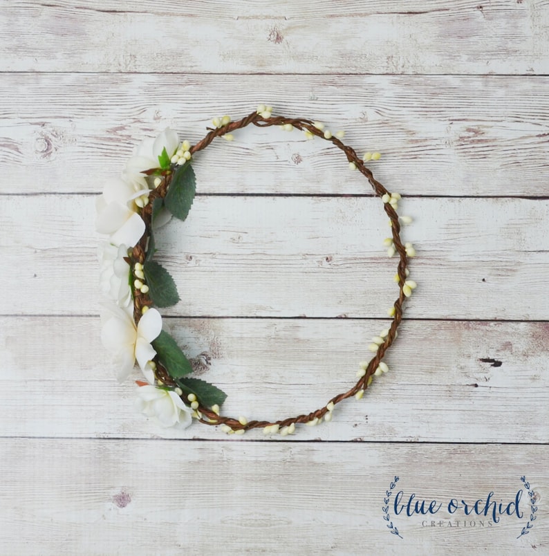 Silk Flower Crown White Flower Crown Flower Crown Boho Etsy