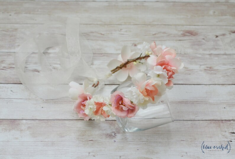 Flower Girl Crown Silk Flower Crown Wedding Hair Accessory Etsy