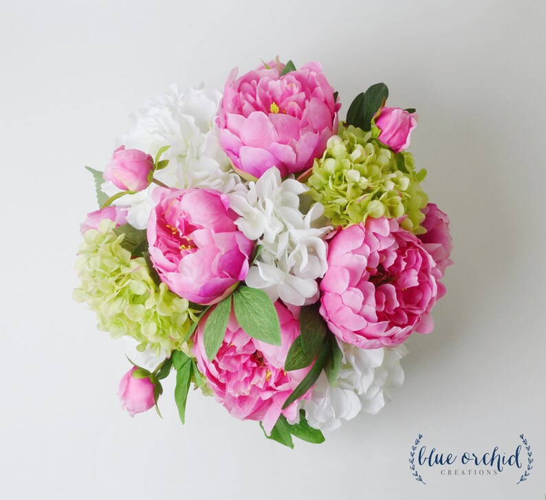 Peony Arrangement Silk Peonies Flower Arrangement Silk Etsy