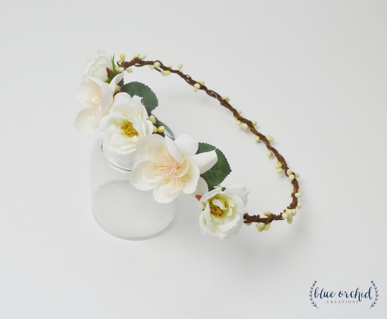 Silk Flower Crown White Flower Crown Flower Crown Boho Etsy