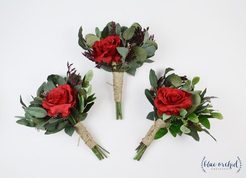 Eucalyptus Burgundy Bouquets Red Burgundy Wedding Flowers Bridesmaid Bouquets Winter Wedding Red Bouquets Fall Wedding Greenery Bouquets Weddings Koleksiyon Com Tr