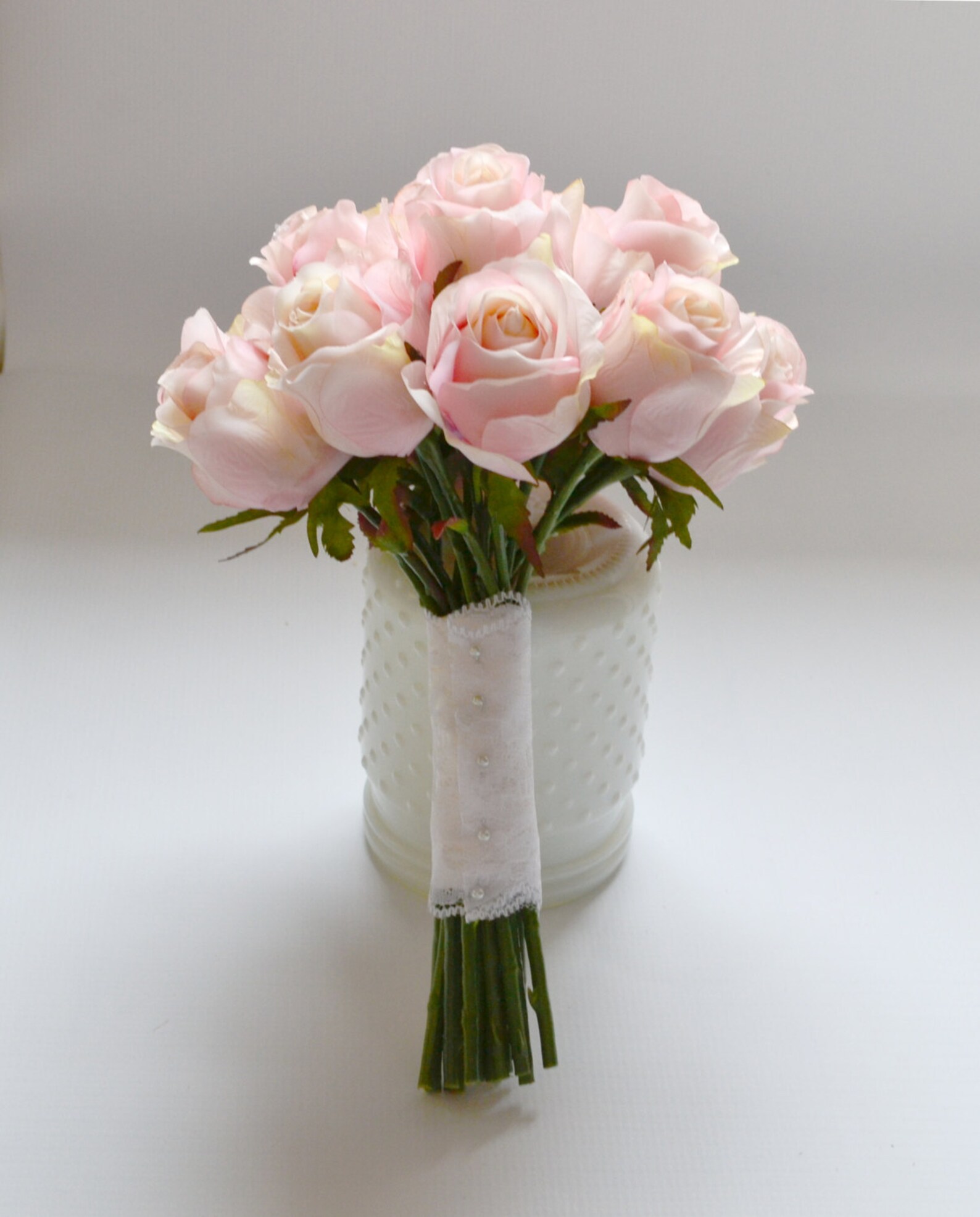 Rose Bud Bouquet Bridal Bouquet Pink Rose Bud Bouquet Blush Etsy