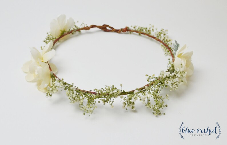 Baby/'s Breath Crown Flower Crown Boho Flower Crown White Flower Crown Dried Flowers Dried Baby/'s Breath Baby/'s Breath Flower Crown