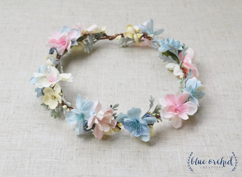 Flower Crown Floral Crown Wedding Flower Crown Silk Flower Etsy