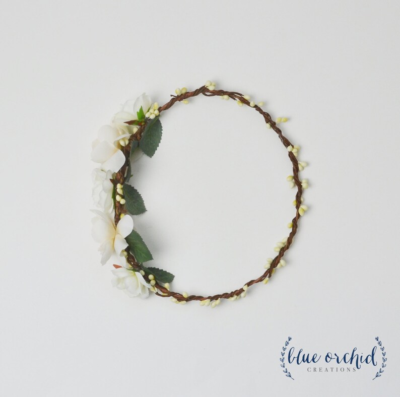 Silk Flower Crown White Flower Crown Flower Crown Boho Etsy