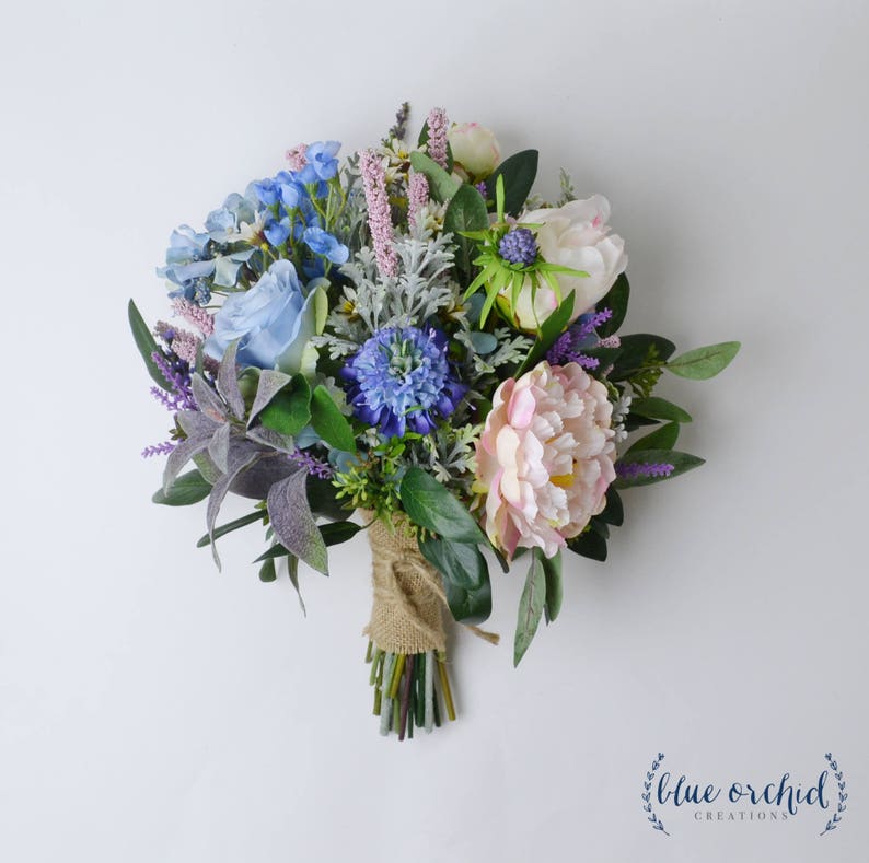 Wildflower Bouquet Wedding Bouquet Bridal Bouquet Blue Etsy