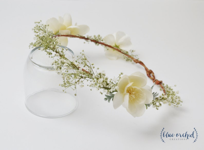 Baby/'s Breath Crown Flower Crown Boho Flower Crown White Flower Crown Dried Flowers Dried Baby/'s Breath Baby/'s Breath Flower Crown