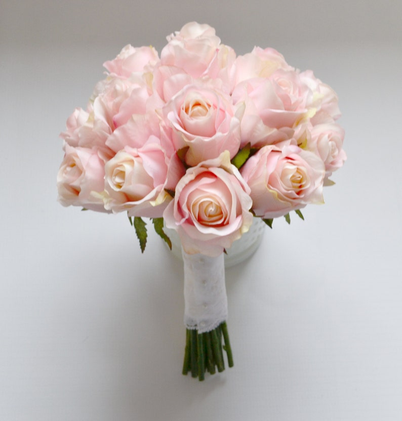Rose Bud Bouquet Bridal Bouquet Pink Rose Bud Bouquet Blush Etsy