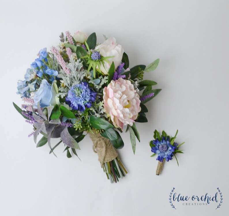 Wildflower Bouquet Wedding Bouquet Bridal Bouquet Blue Etsy