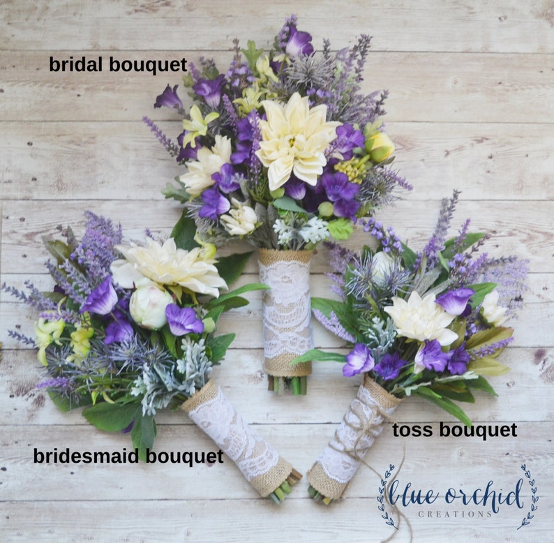 Wildflower Wedding Bouquet with Bridesmaid Bouquet and