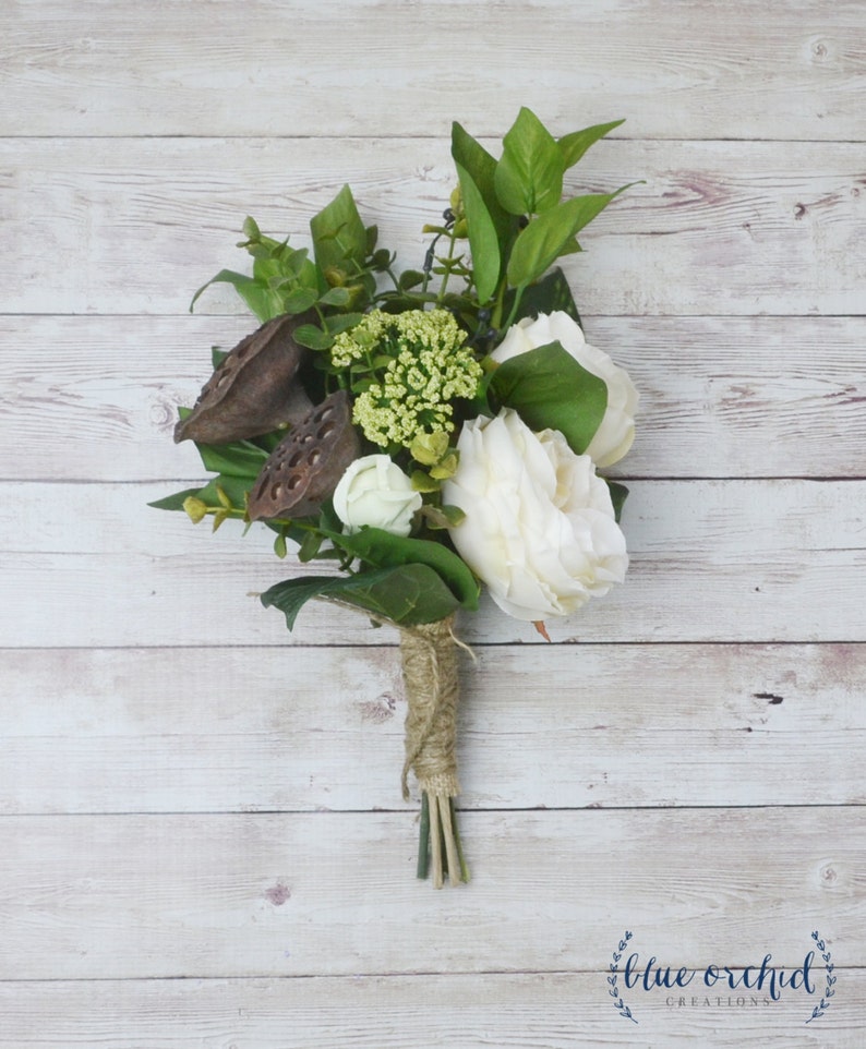 Seed Pod Silk Bouquet Natural Bouquet Wedding Boho Bridesmaid Bouquet Rustic Bridesmaid Bouquet Garden Rose Bridesmaid Bouquet Peony