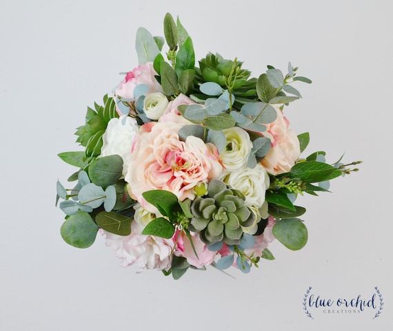 Mariage Bouquet Fleurs De Mariage Boho Bouquet Bouquet De La Mariée Bouquet De Pivoine Bouquet Eucalyptus Bouquet De Succulente Rose Grande