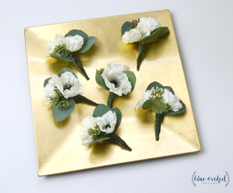 Silk Flowers Anemone Boutonniere Boutonniere Set Anemones Groom Boutonniere Wedding Flower Set Silk Boutonnieres Set of Boutonnieres