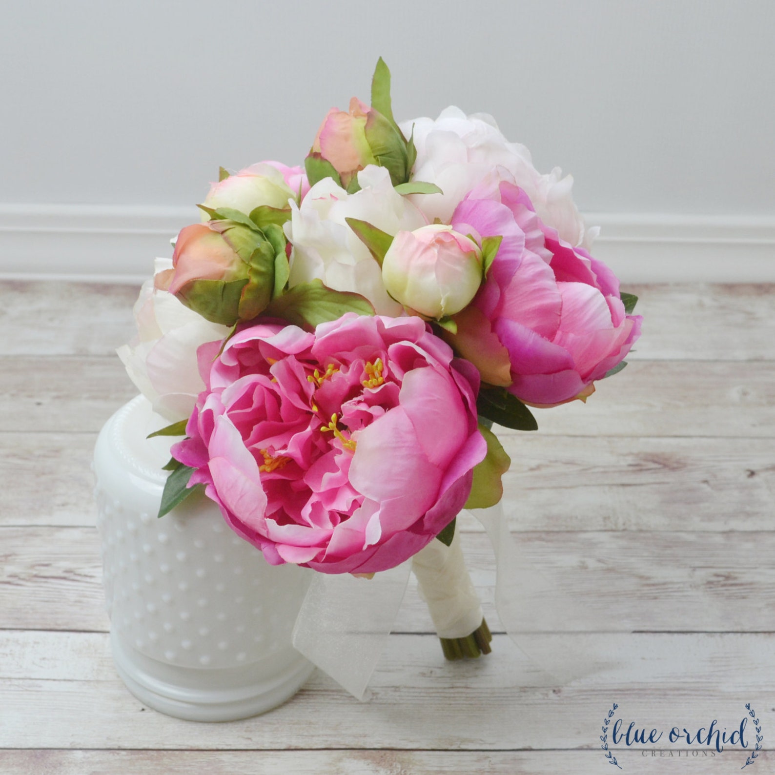 Silk peony bouquet mixed color bouquet mixed peony bouquet Etsy