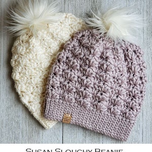 Crochet Hat PATTERN Susan Slouchy Beanie Crochet Beanie Pattern DIY Crochet Hat Chunky Hat Pattern Womens Hat Pattern image 7